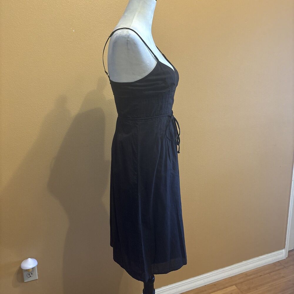 American Eagle Women's Size 0 Black Cotton Sundress Spaghetti Strap Tie Waist - Picture 2 of 11